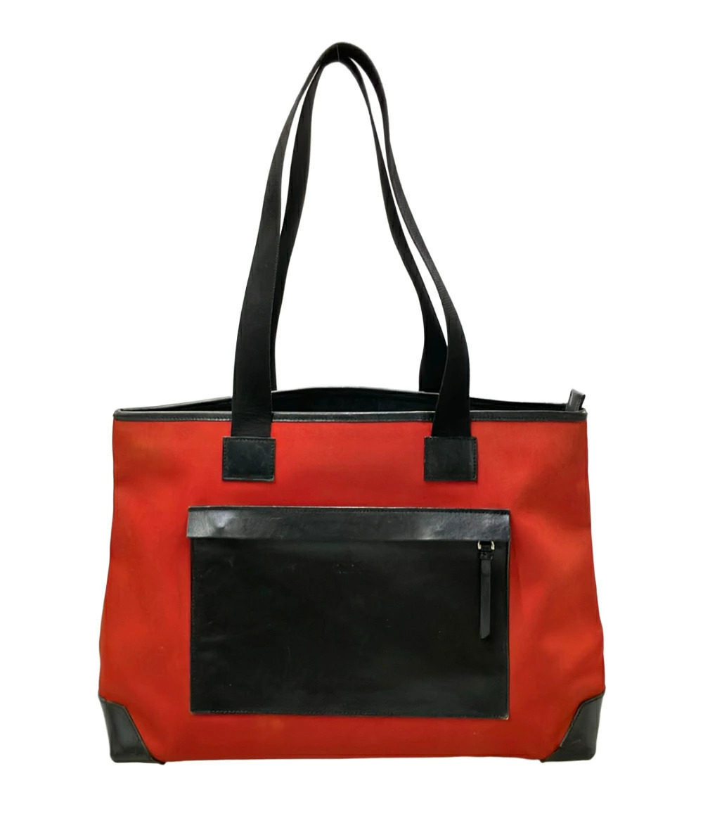Gucci Leather Pocket Tote Bag Red Black